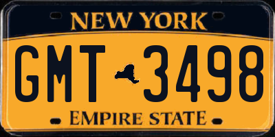 NY license plate GMT3498