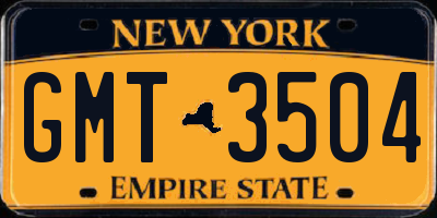 NY license plate GMT3504