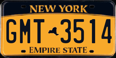 NY license plate GMT3514
