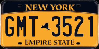 NY license plate GMT3521