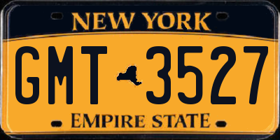 NY license plate GMT3527