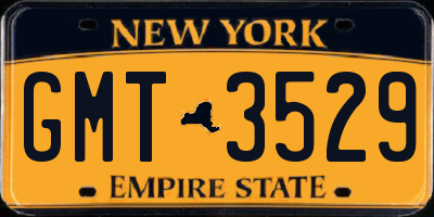 NY license plate GMT3529
