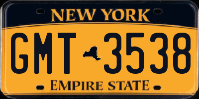 NY license plate GMT3538