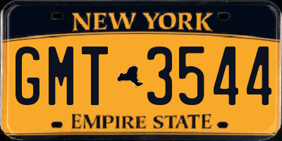 NY license plate GMT3544