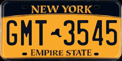 NY license plate GMT3545