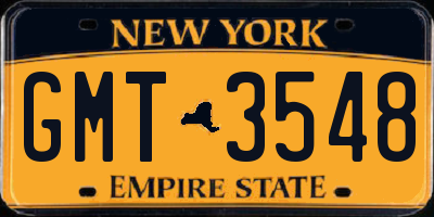 NY license plate GMT3548