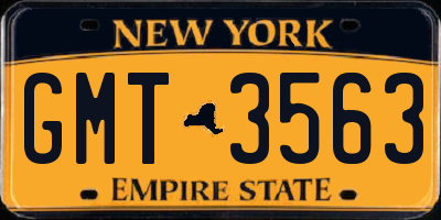 NY license plate GMT3563