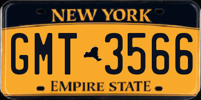 NY license plate GMT3566