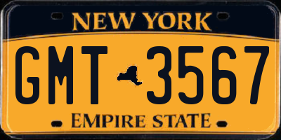 NY license plate GMT3567