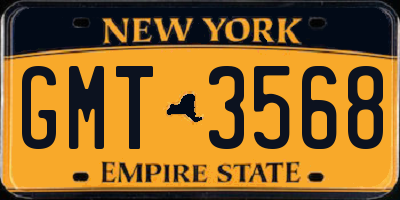 NY license plate GMT3568