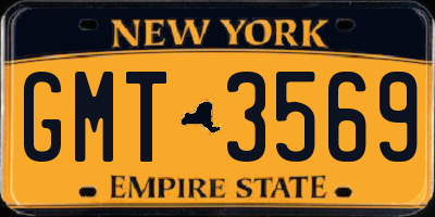 NY license plate GMT3569