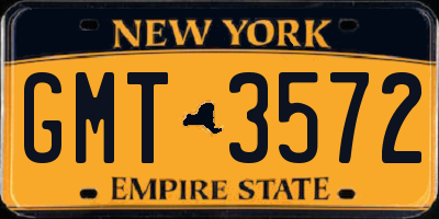 NY license plate GMT3572