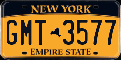 NY license plate GMT3577
