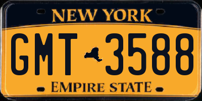NY license plate GMT3588