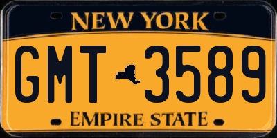NY license plate GMT3589