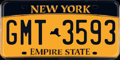 NY license plate GMT3593