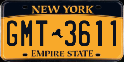 NY license plate GMT3611