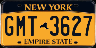 NY license plate GMT3627