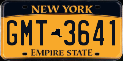NY license plate GMT3641
