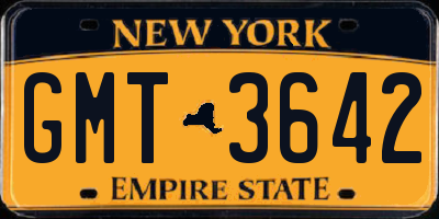 NY license plate GMT3642