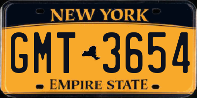 NY license plate GMT3654