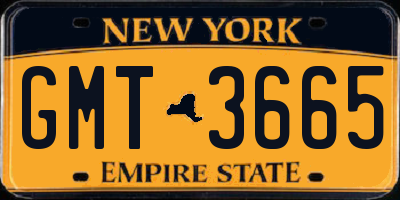 NY license plate GMT3665