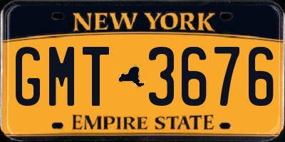 NY license plate GMT3676