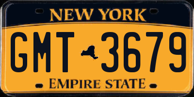 NY license plate GMT3679