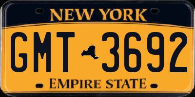 NY license plate GMT3692