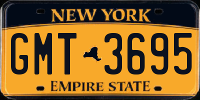 NY license plate GMT3695