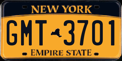 NY license plate GMT3701