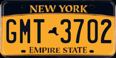 NY license plate GMT3702
