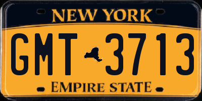 NY license plate GMT3713