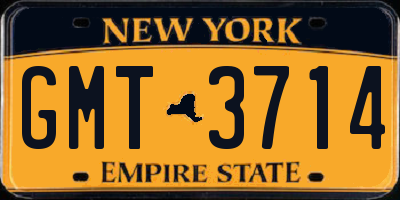 NY license plate GMT3714