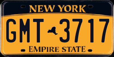 NY license plate GMT3717