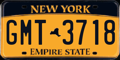 NY license plate GMT3718