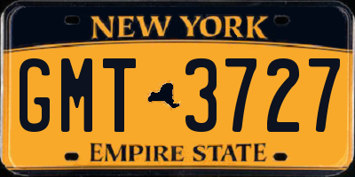 NY license plate GMT3727