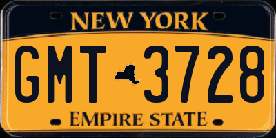 NY license plate GMT3728