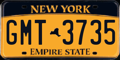 NY license plate GMT3735