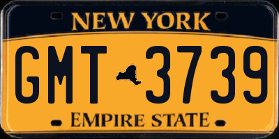 NY license plate GMT3739