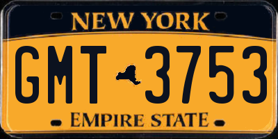 NY license plate GMT3753