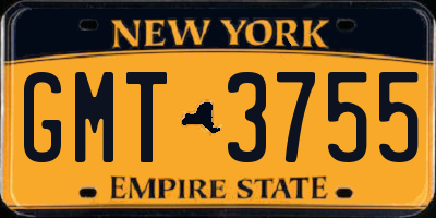 NY license plate GMT3755