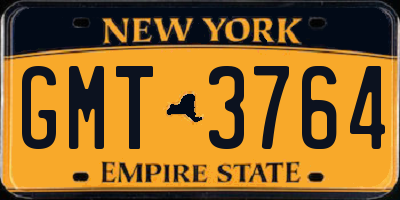 NY license plate GMT3764