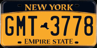 NY license plate GMT3778