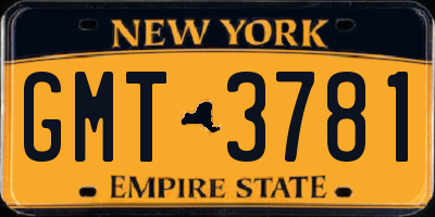 NY license plate GMT3781