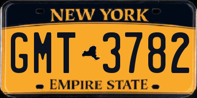 NY license plate GMT3782