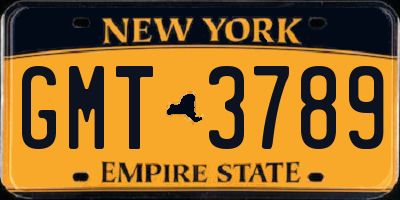 NY license plate GMT3789