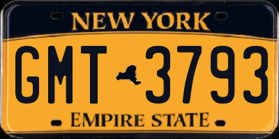 NY license plate GMT3793