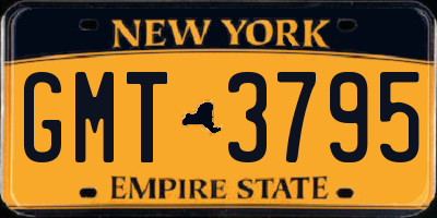 NY license plate GMT3795