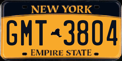 NY license plate GMT3804